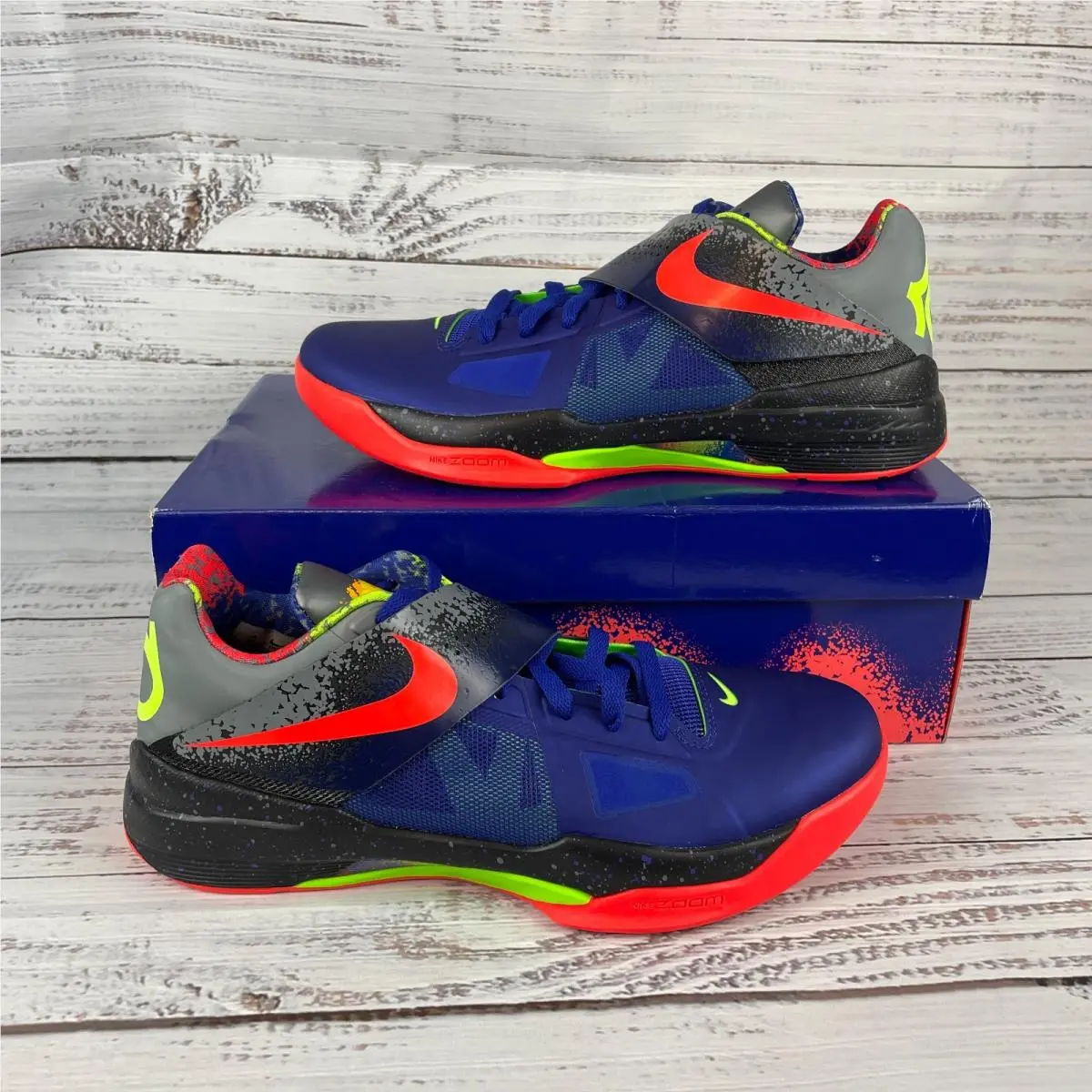 Nike KD Nerf Mens 9.5 Basketball Shoes Blue Crimson Black Volt