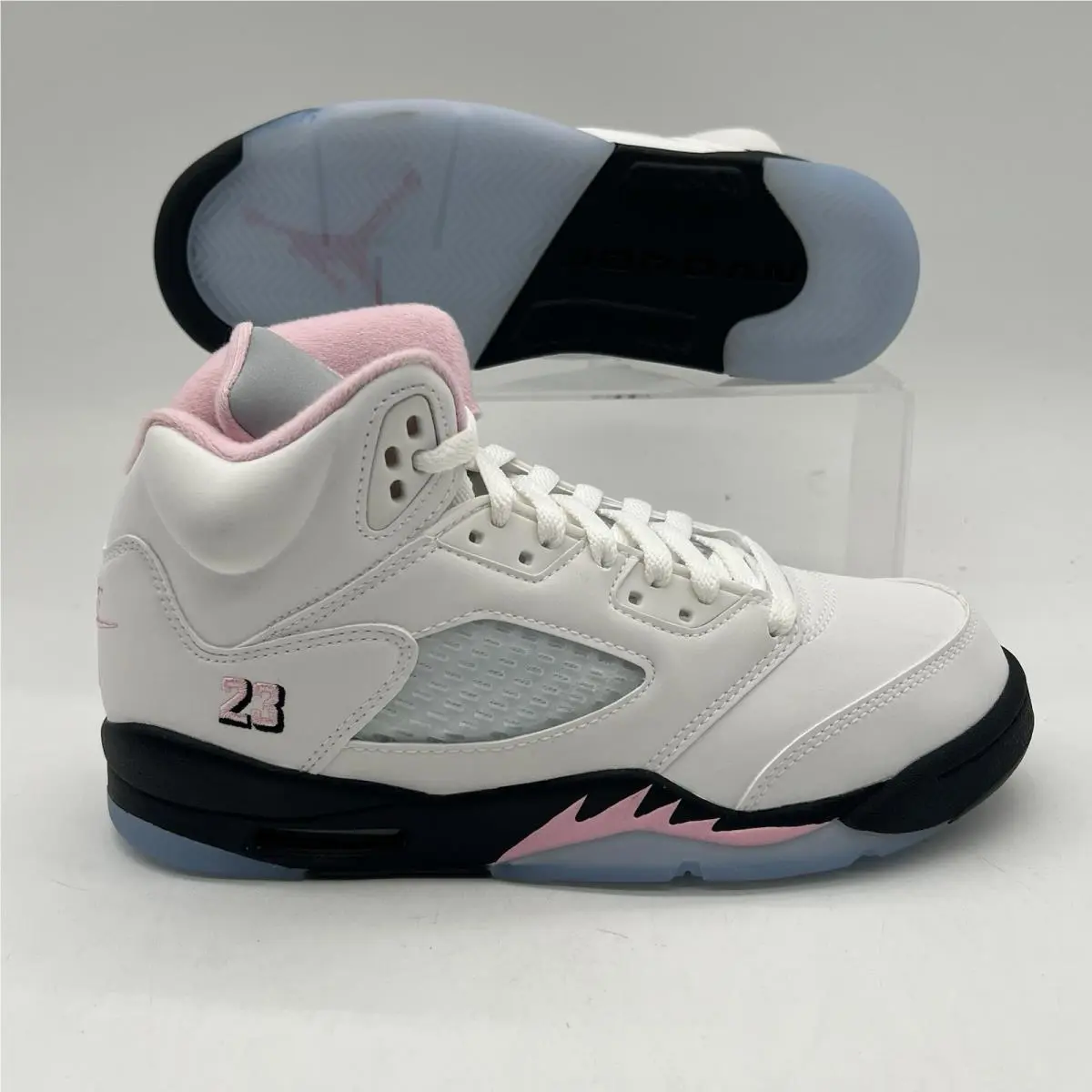 Kids Size 5Y Air Jordan 5 Retro OG GS White Pink Bgrade Shoes HQ7980 102