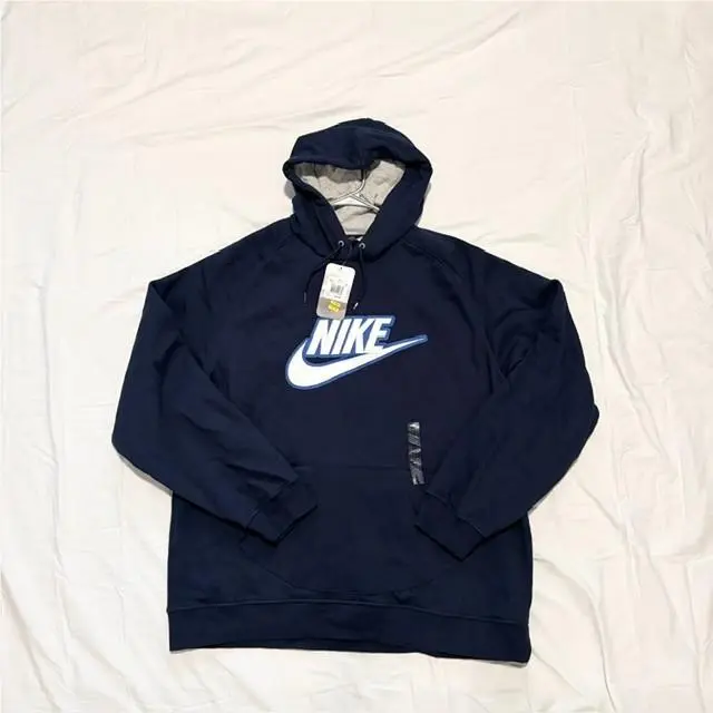 Nike Hoodie Mens Xxl Deadstock 2006 Navy Big Swoosh Stitched Sweatshirt Y2K