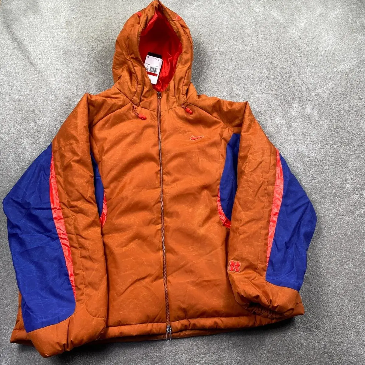 Nike Hooded Puffer Jacket Mens L Dark Russet Blue Colorblock HJ6934-246