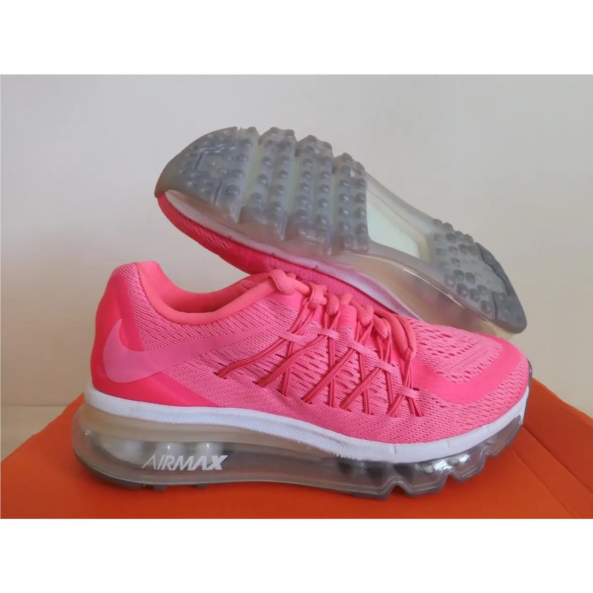 Nike Air Max 2015 GS Pink Pow-vivid Pink-white Sz 4Y Rare 705458-601