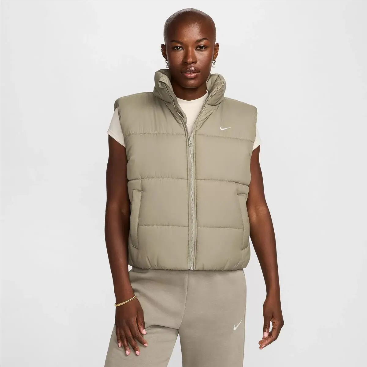 Nike X3502 Light Army Sportswear Classic Puffer Therma-fit Loose Vest Size XL