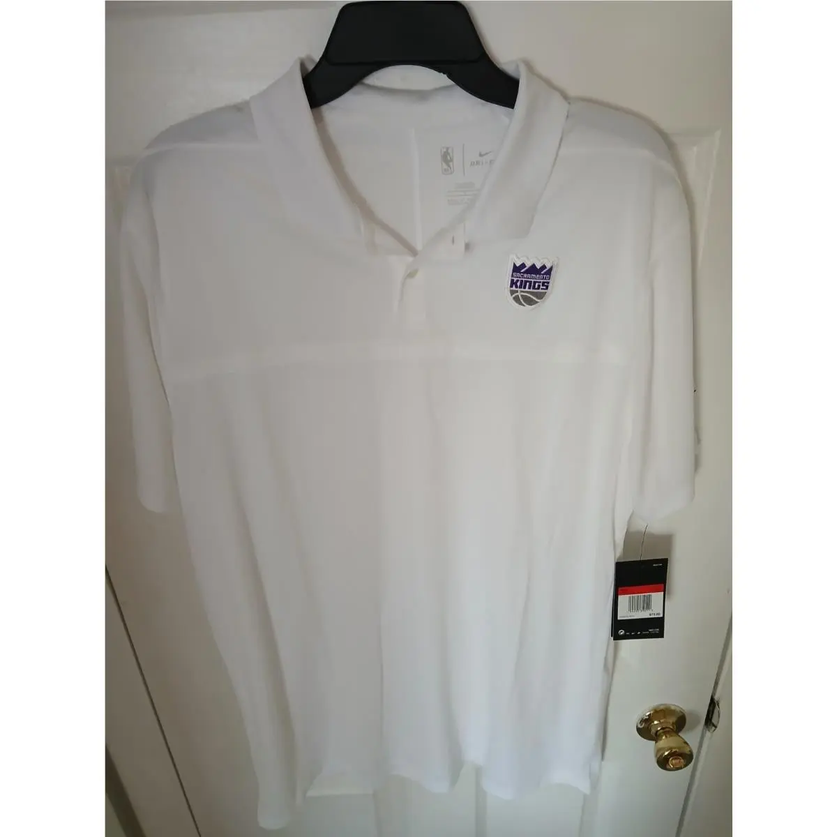 Nike Dri-fit Polo Shirt Men`s L-tall White Sacramento Kings Team CN5915-100 N97