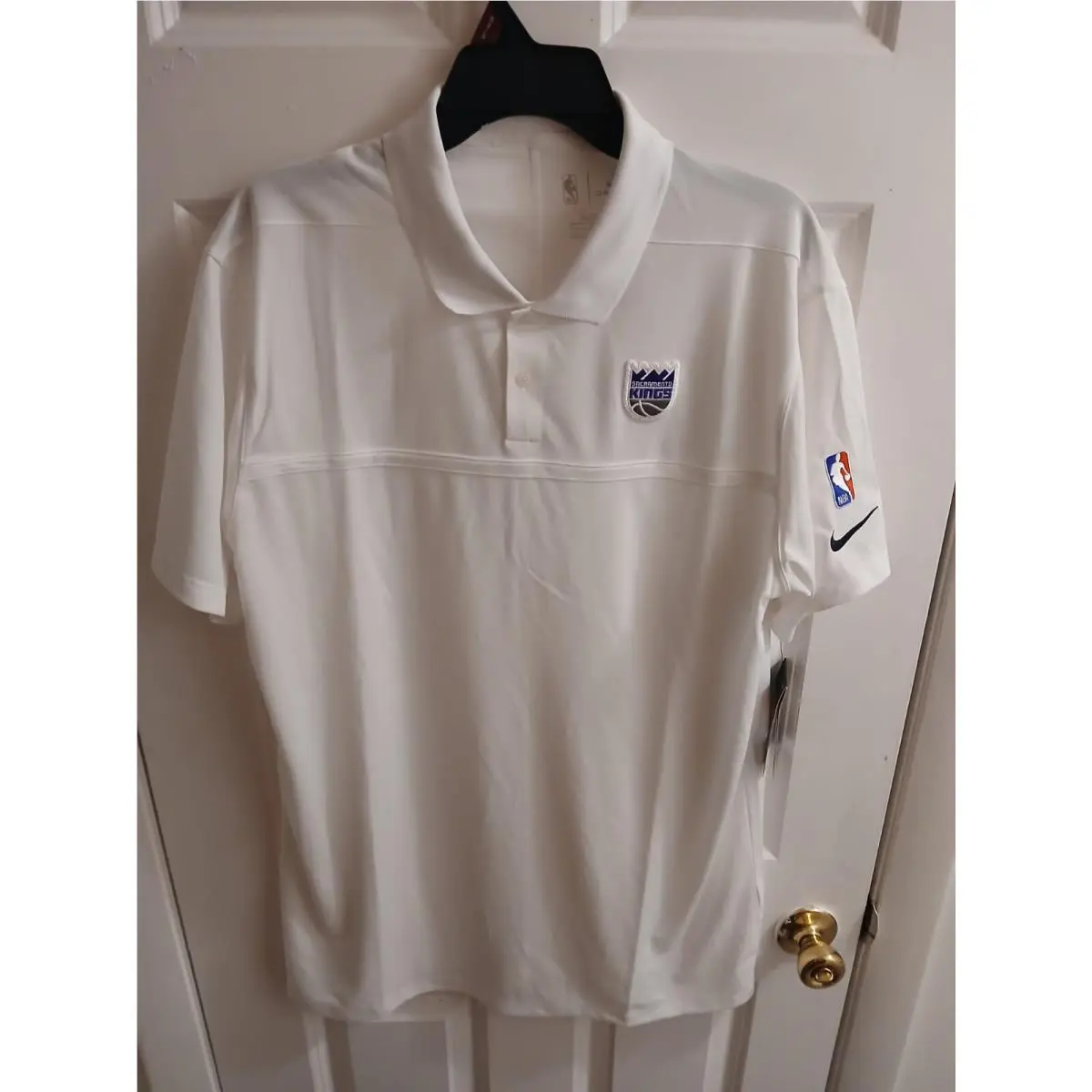 Nike Dri-fit Polo Shirt Men L-tall White Sacramento King Nba Team CN5915-100 N95