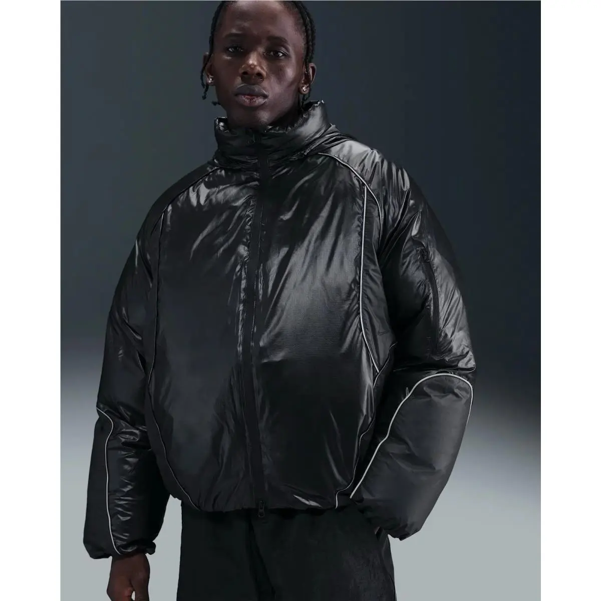 Nike Tech Bubble Jacket Mens Size Small S Black Anthracite Iron Grey
