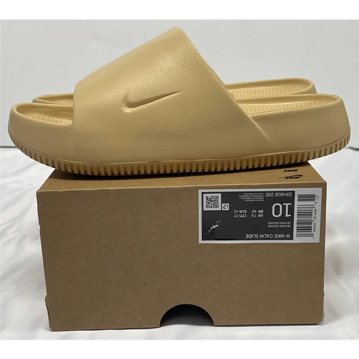 Nike Women Calm Slide Sesame Sesame DX4816 200 - Sz 10 New/nolid