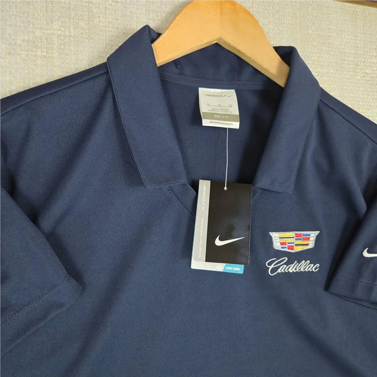 Nike clothing - golf stretch breathable sun protection collared short sleeves womens size wicking UV button up down front tennis golf yoga nike swoosh cadillac cars automobiles dri-fit dri fit - Blue 9