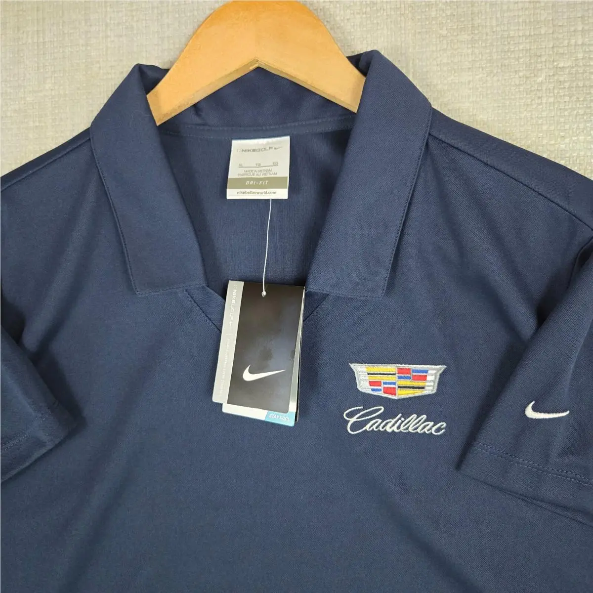 Nike clothing - golf stretch breathable sun protection collared short sleeves womens size wicking UV button up down front tennis golf yoga nike swoosh cadillac cars automobiles dri-fit dri fit - Blue 10