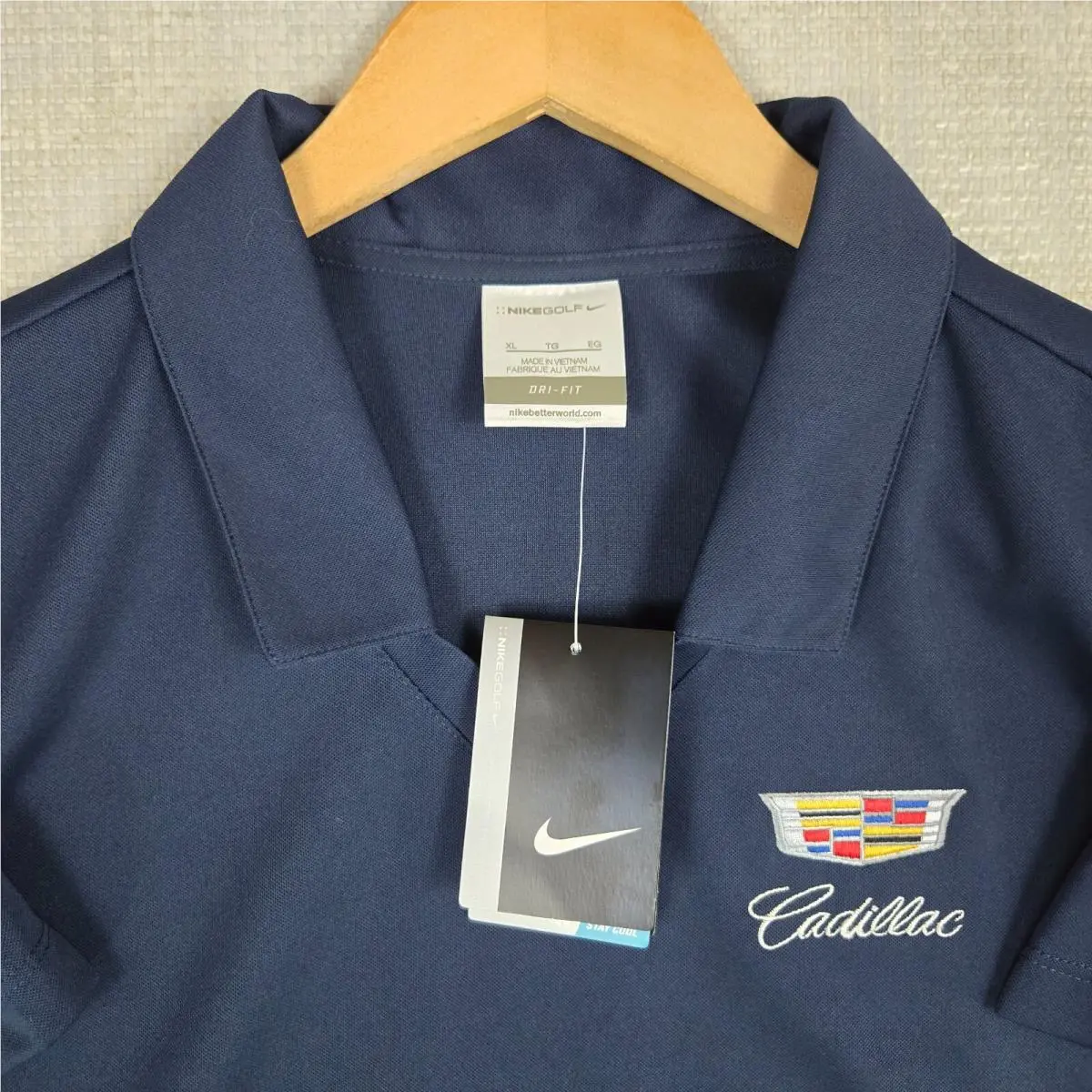 Nike clothing - golf stretch breathable sun protection collared short sleeves womens size wicking UV button up down front tennis golf yoga nike swoosh cadillac cars automobiles dri-fit dri fit - Blue 0