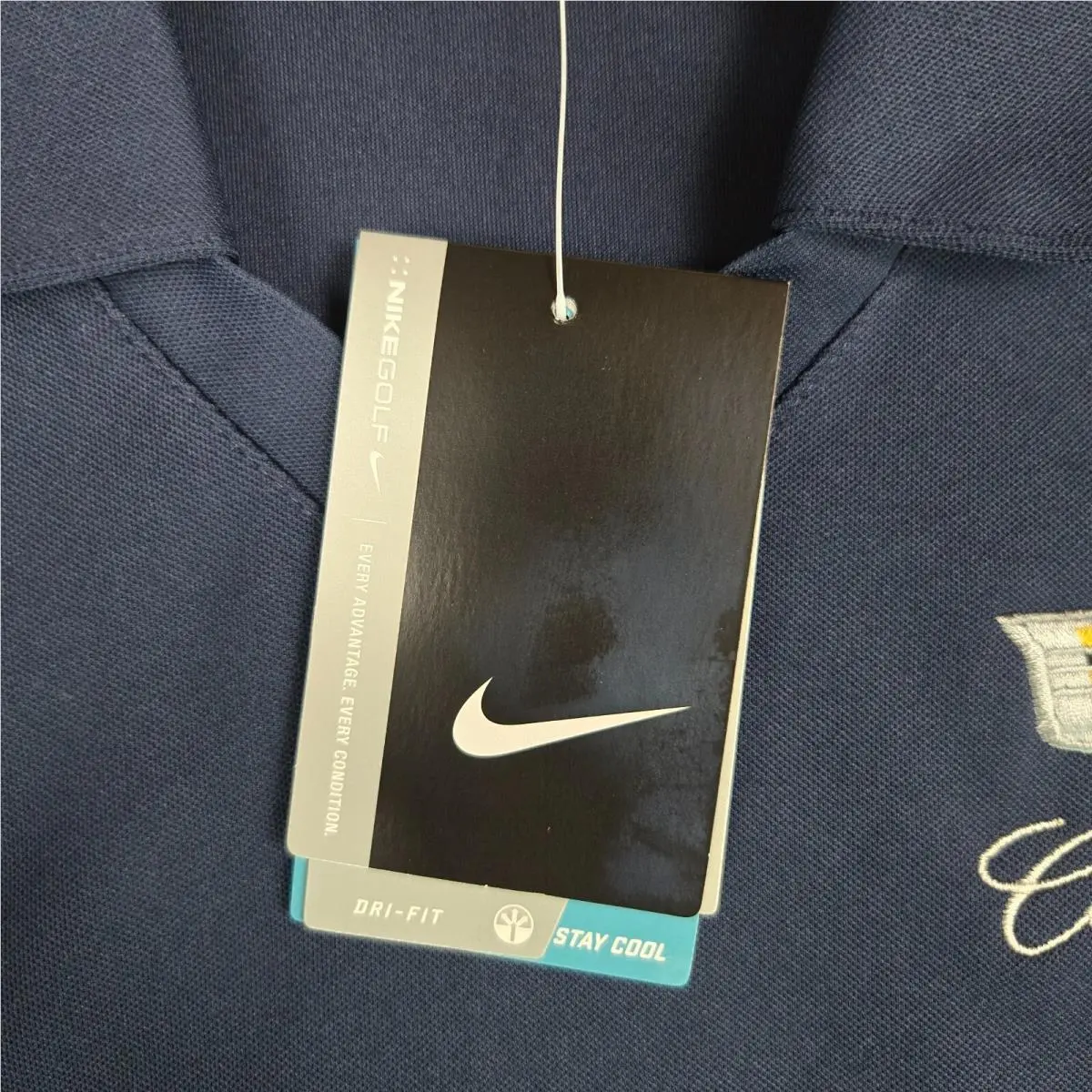 Nike clothing - golf stretch breathable sun protection collared short sleeves womens size wicking UV button up down front tennis golf yoga nike swoosh cadillac cars automobiles dri-fit dri fit - Blue 3