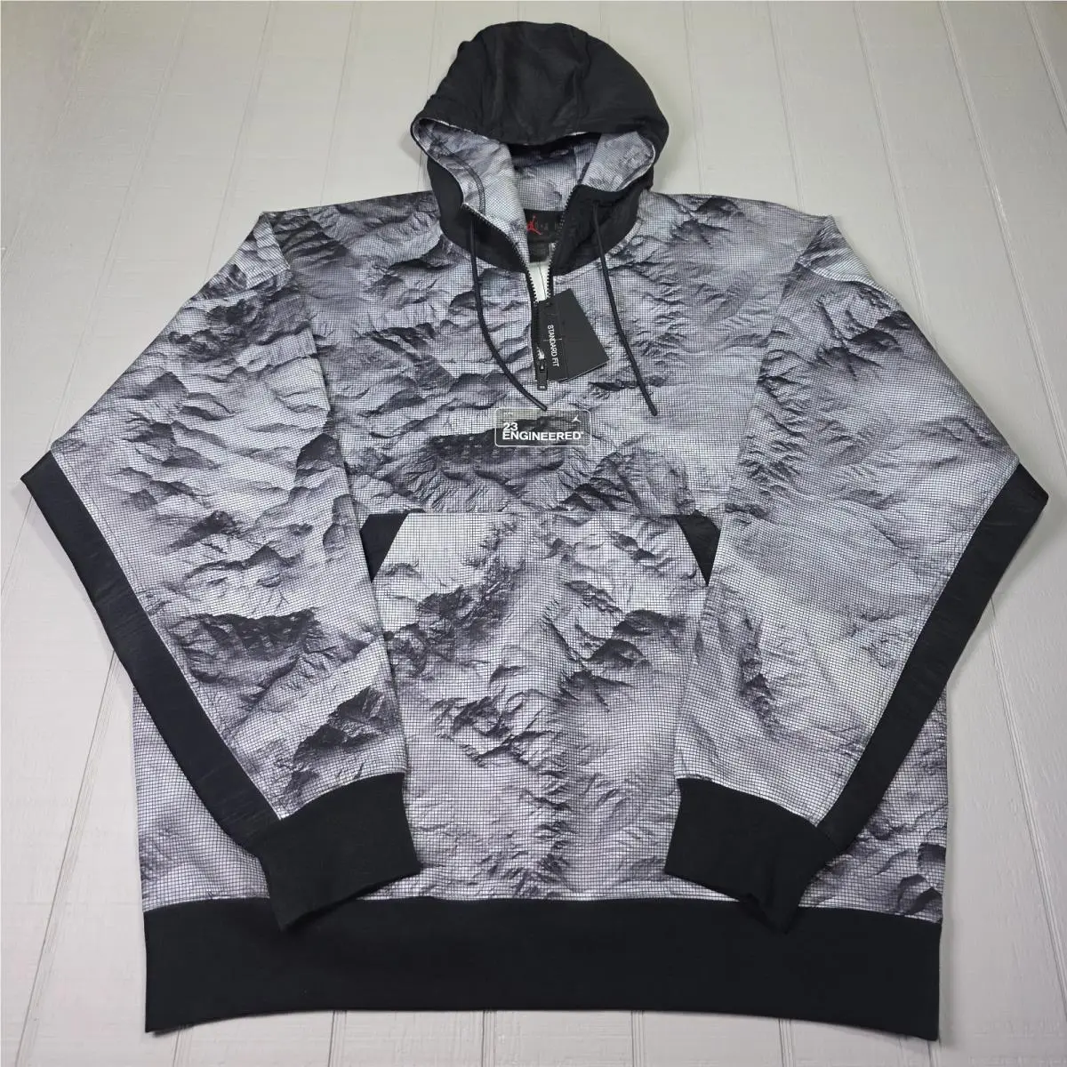 Jordan 23 Engineered Hoodie Men XL Gray Mountain Print Pullover CU9148-100
