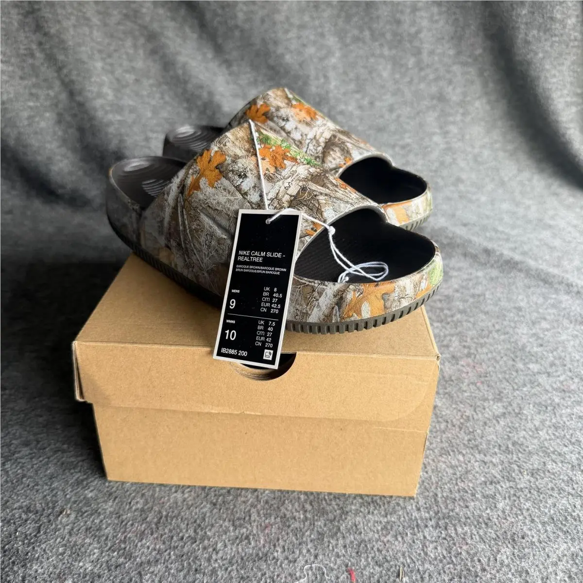 Nike Calm Slide Realtree Sandals Shoes Mens Size 9 Brown Camo Slip On IB2885-200