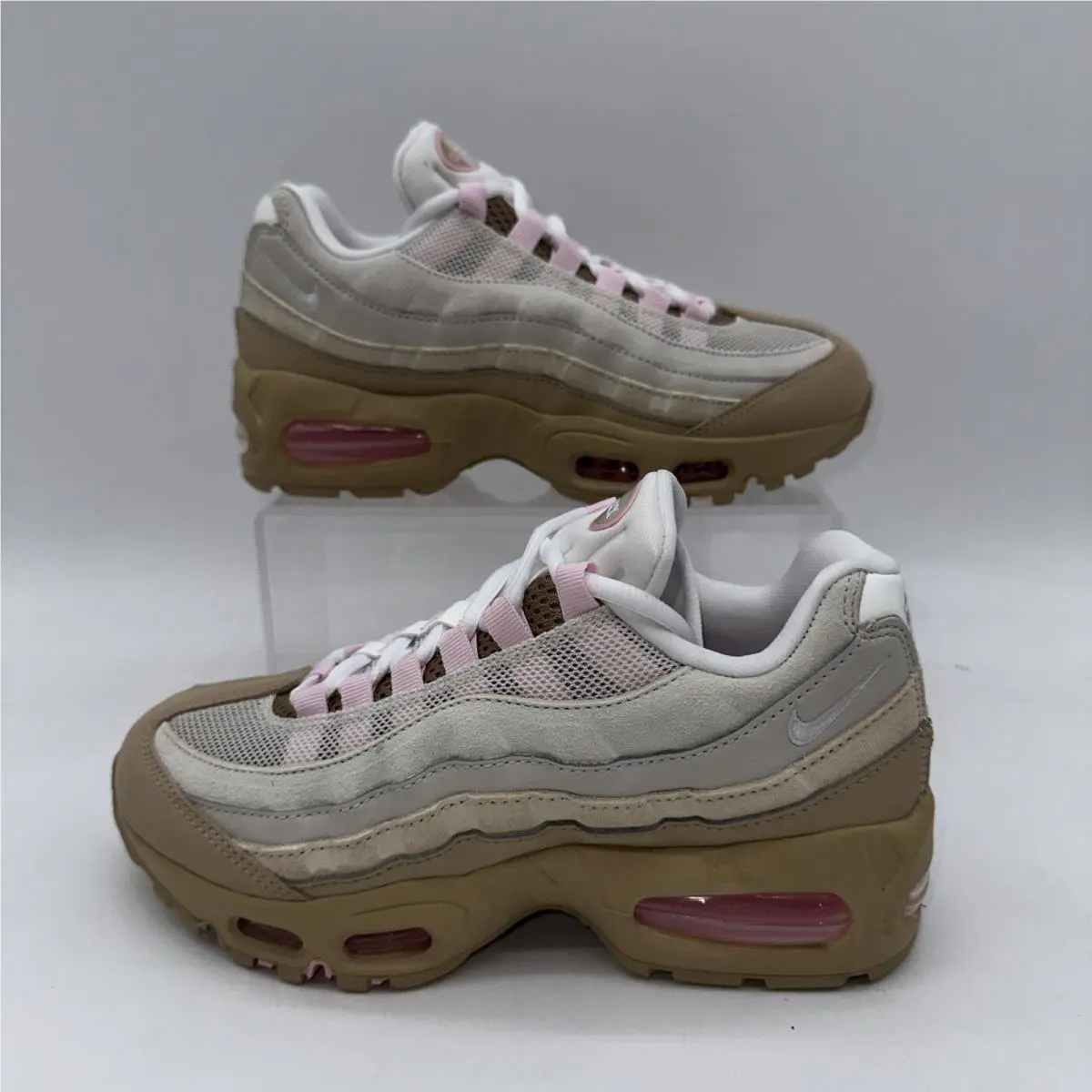 Nike Women`s Size 6.5 Air Max 95 Big Bubble IB6396 201 Brown/white Running