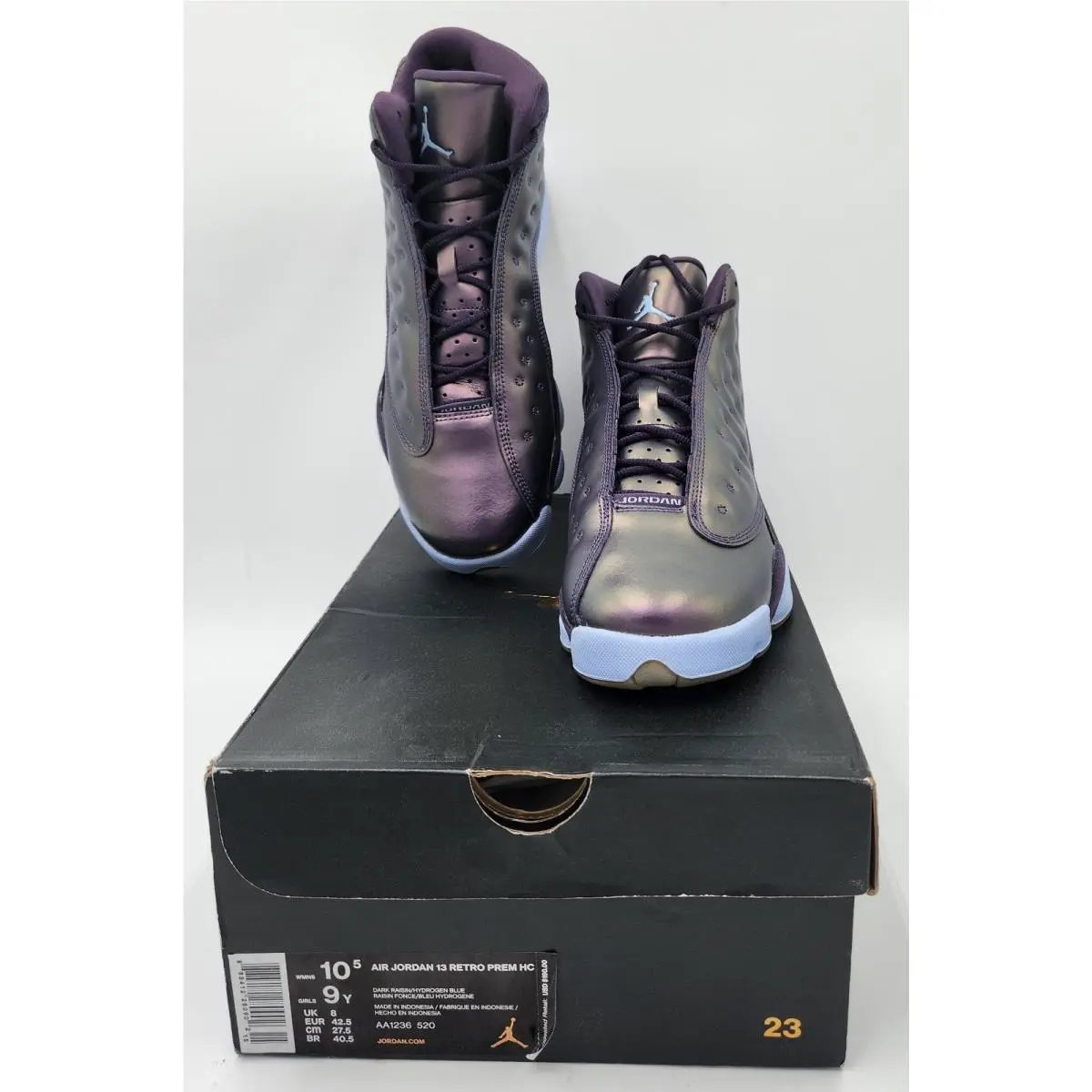 W 10.5 M 9 Nike Air Jordan 13 Purple Metallic Retro Dark Raisin Rare AA1236-520