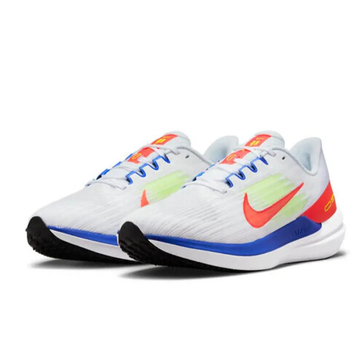 Nike Air Winflo 9 Sneakers Men`s Running Shoes 9.5 White Crimson-racer Blue