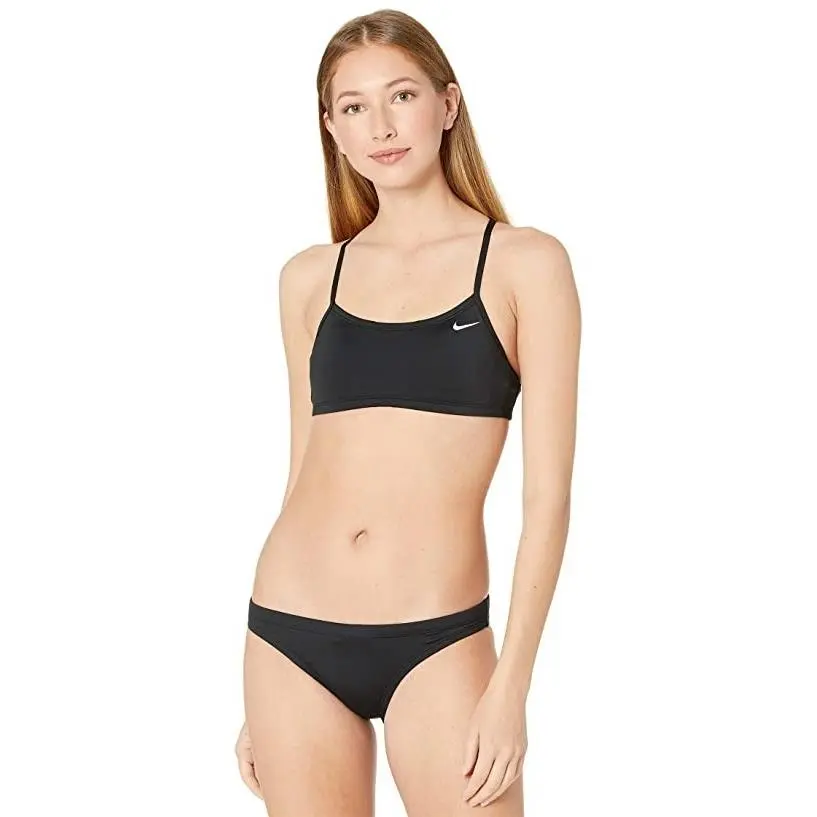 Nike L27754 Women`s Swim Racerback Bikini Set Black Size L