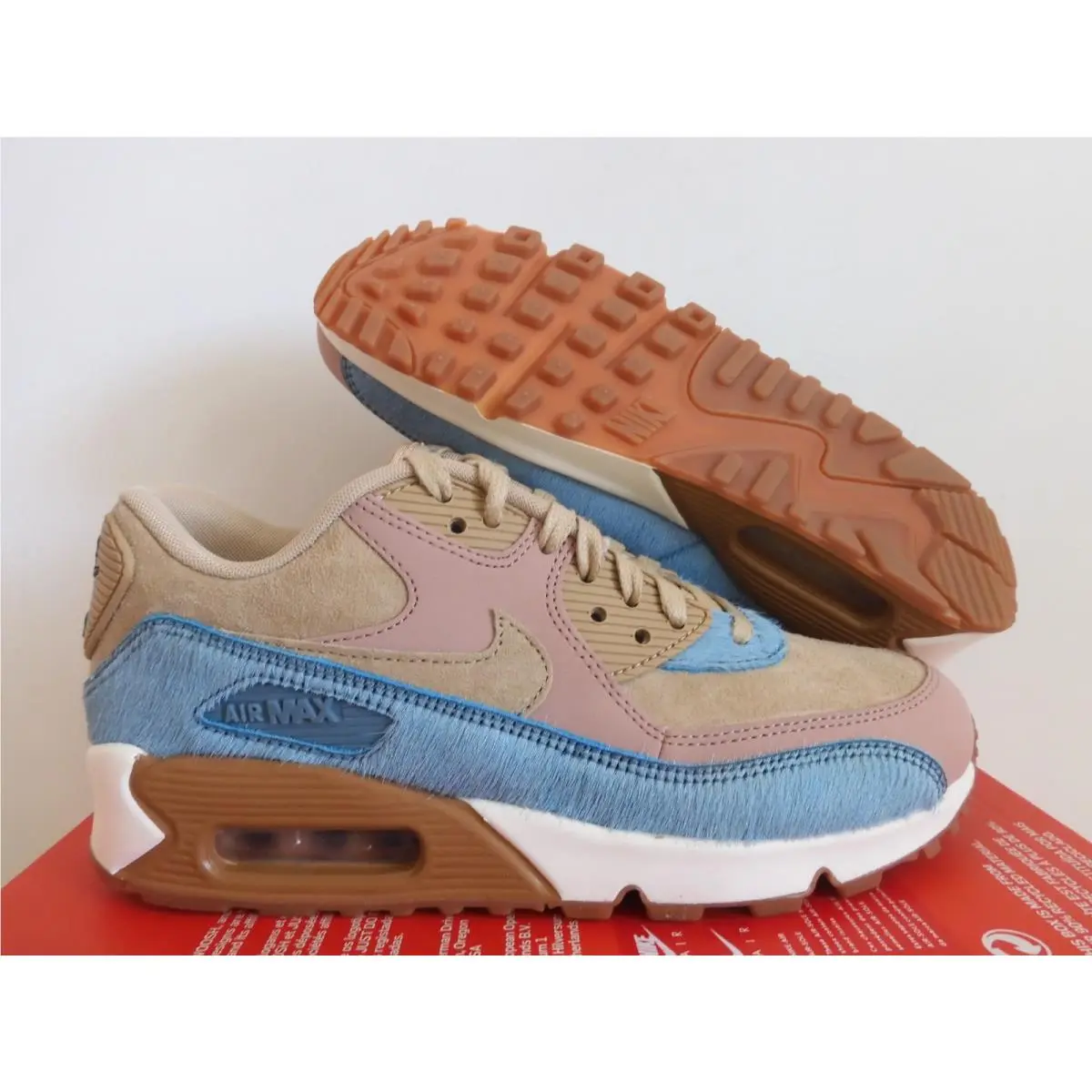 Nike Air Max 90 LX Mushroom Brown-smokey Blue Womens Sz 6 Rare 898512-200
