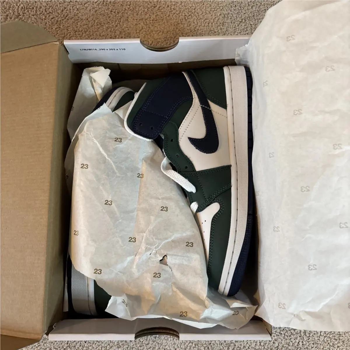 Nike Womens Air Jordan 1 Mid SE Noble Green Midnight Navy 7.5 Seahawks DZ5326‑30