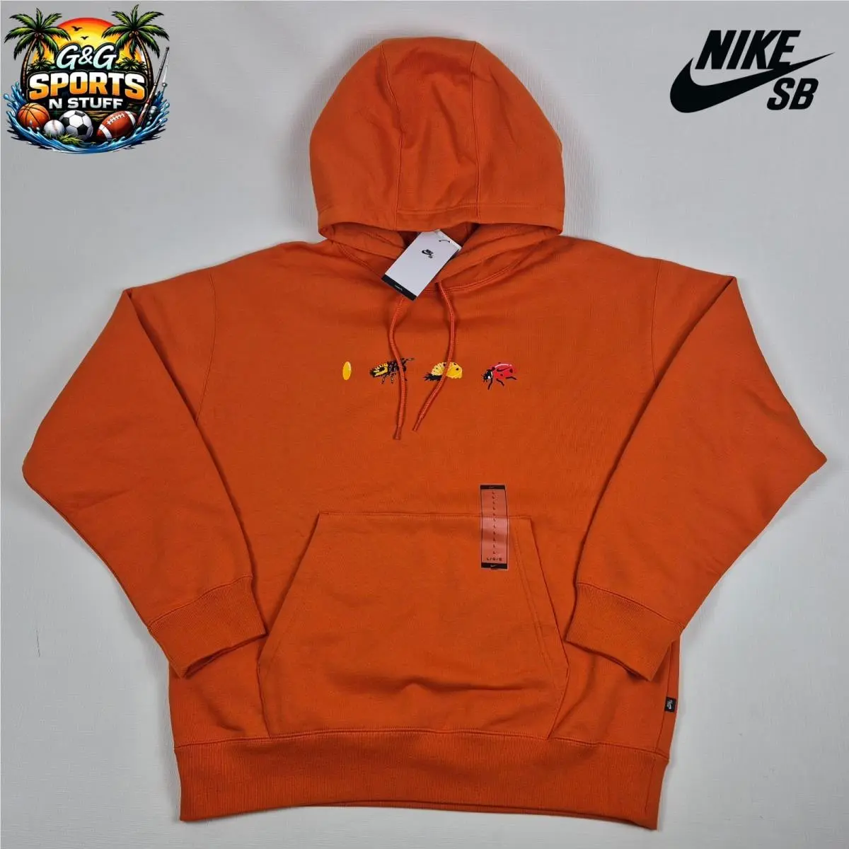 Sample Size Large Nike SB Orange Ladybug Fleece Hoodie Larva Bug Rare FD1647-893