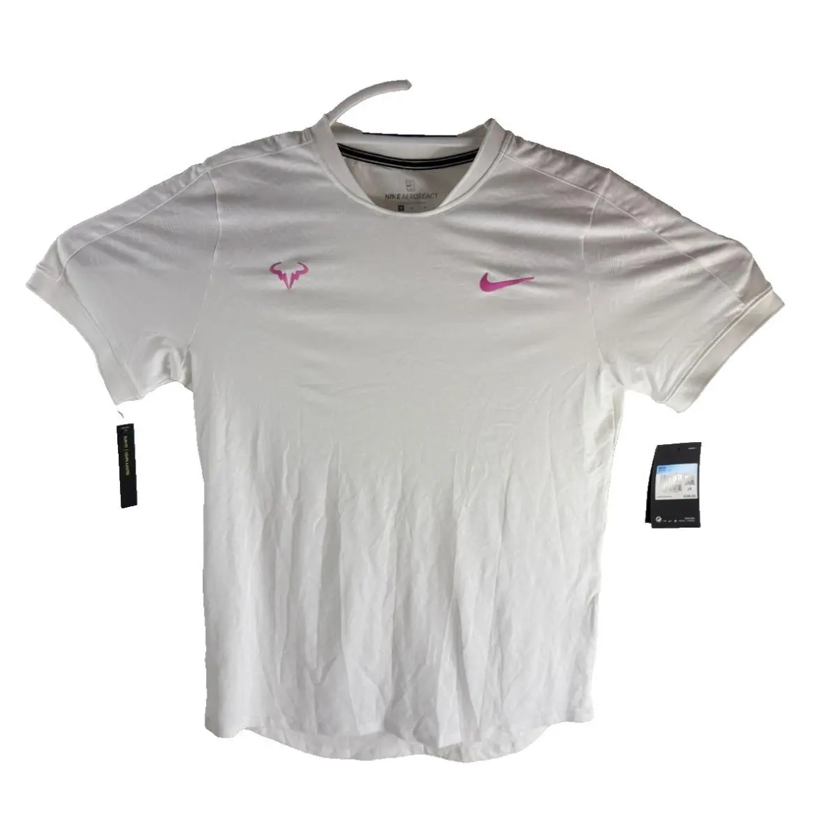 Nike Rafa Nadal Aeroreact Court Tennis Shirt White Men`s Size Medium AT4182-101