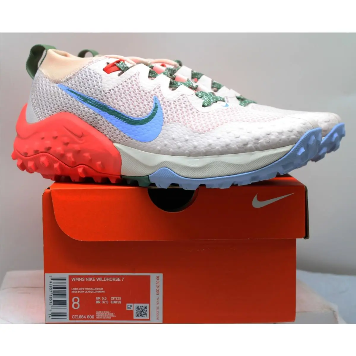 Wmns Nike Air Wildhorse 7 Trail Light Soft Pink/aluminium SZ 8 US