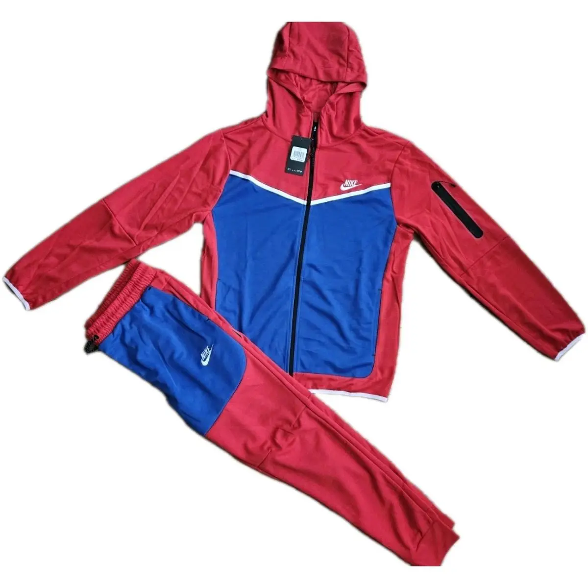 Tech Cotton Sweat Suit Hoodie Joggers Men`s Royal/red 4XL. Read by Nike