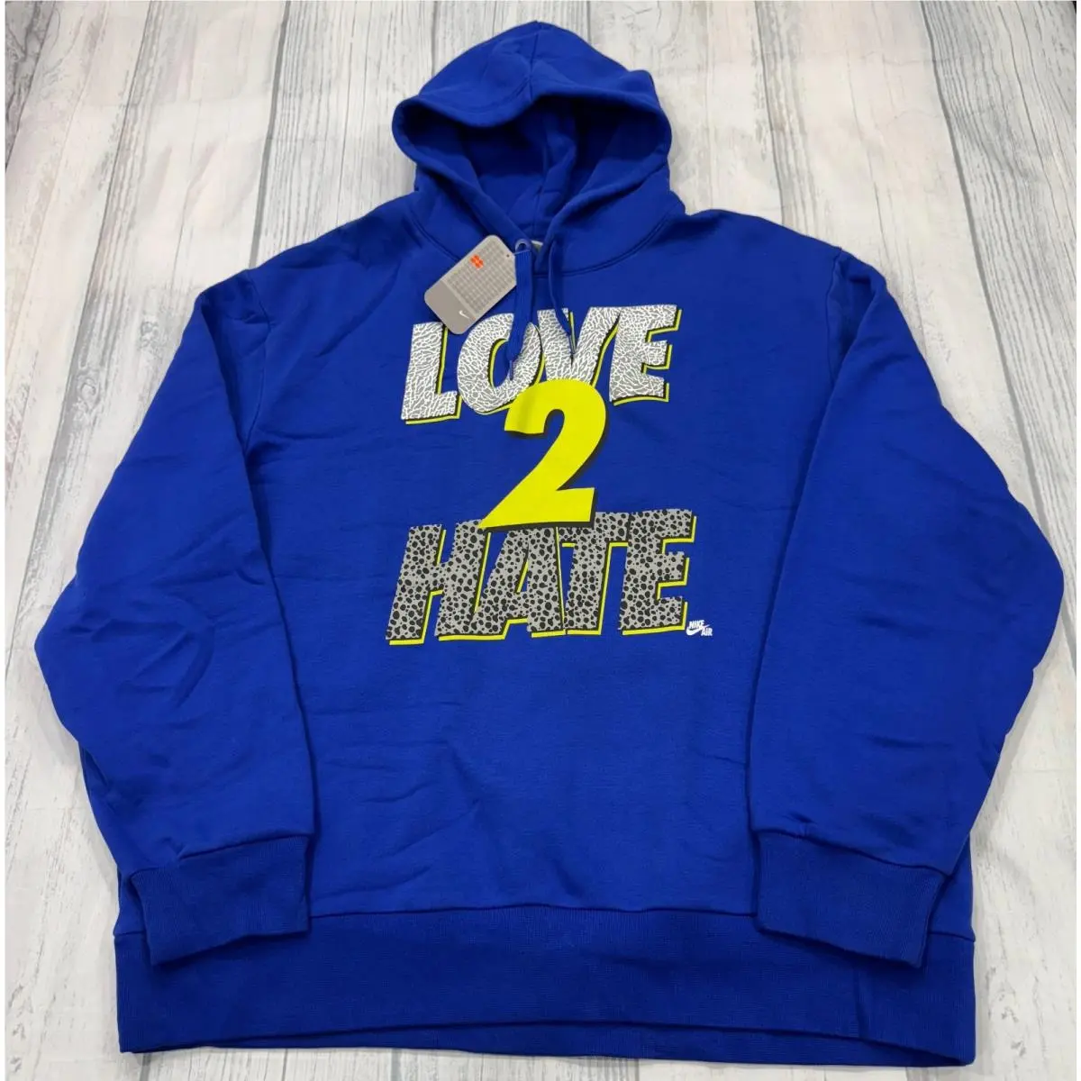 Vtg Nike Air Jordan Love 2 Hate Hoodie 4XL Y2K Dead Stock Elephant Print