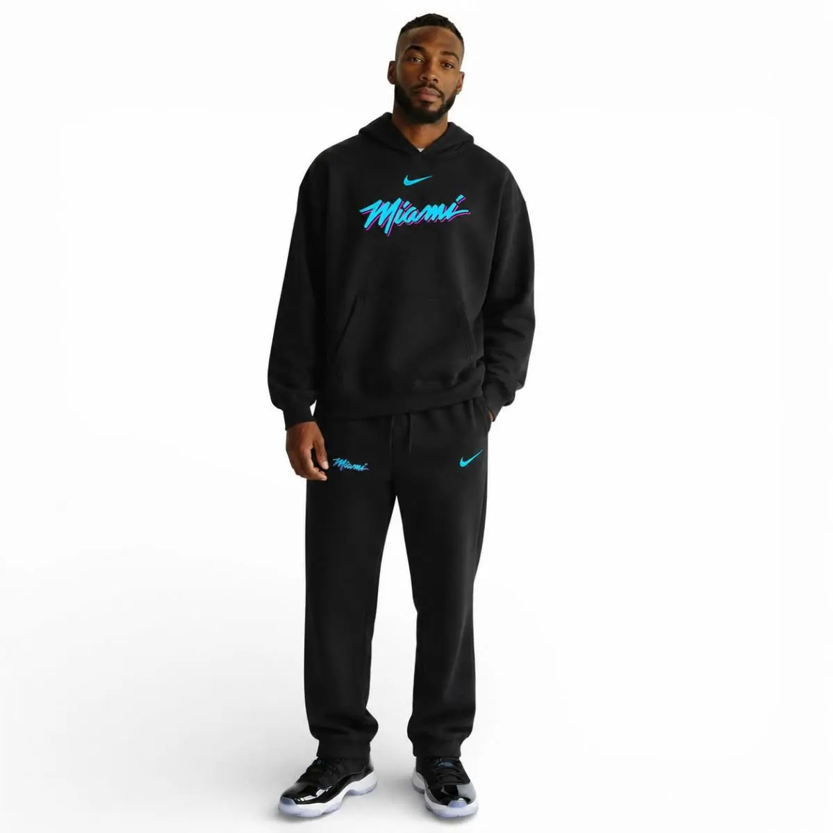 Nike Mens Miami Heat City Edition Tracksuit Pants Joggers Hoodie Vice Large