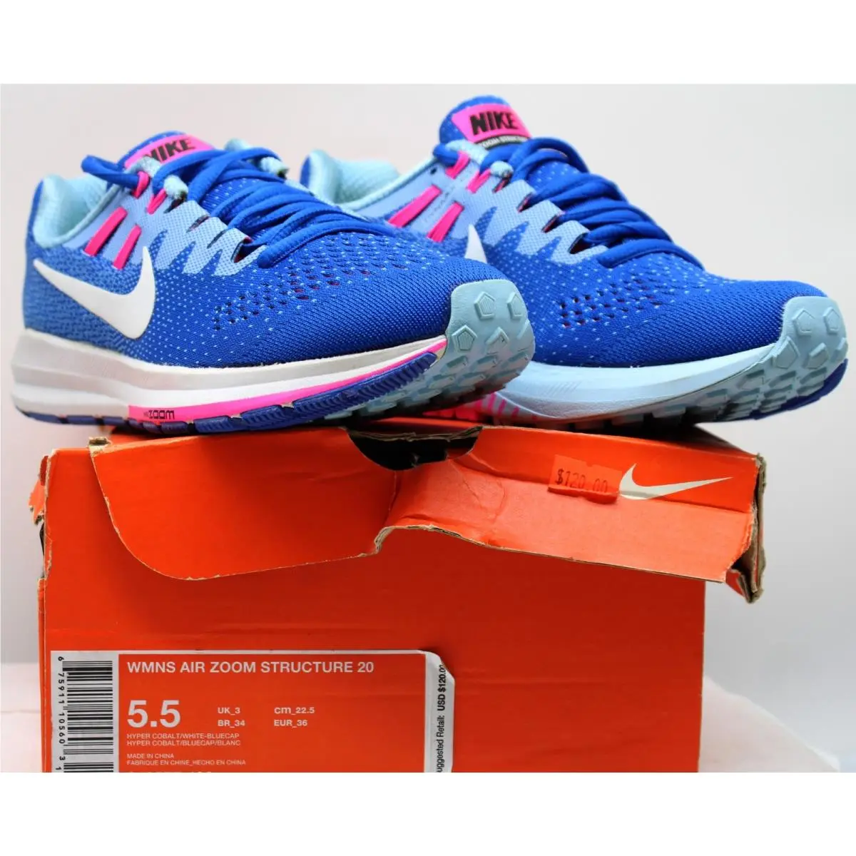 Nike Wmns Air Zoom Structure 20 SZ 5.5 Wmns 3 Youth Hyper Cobalt