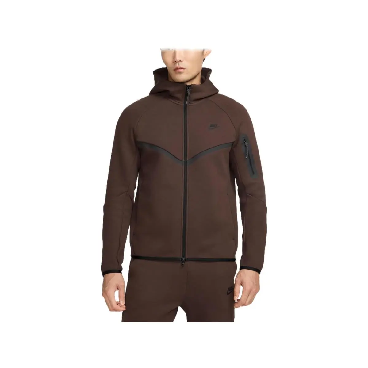 Nike Tech Men`s Full-zip Windrunner Hoodie HV0949-237 Baroque Brown/black
