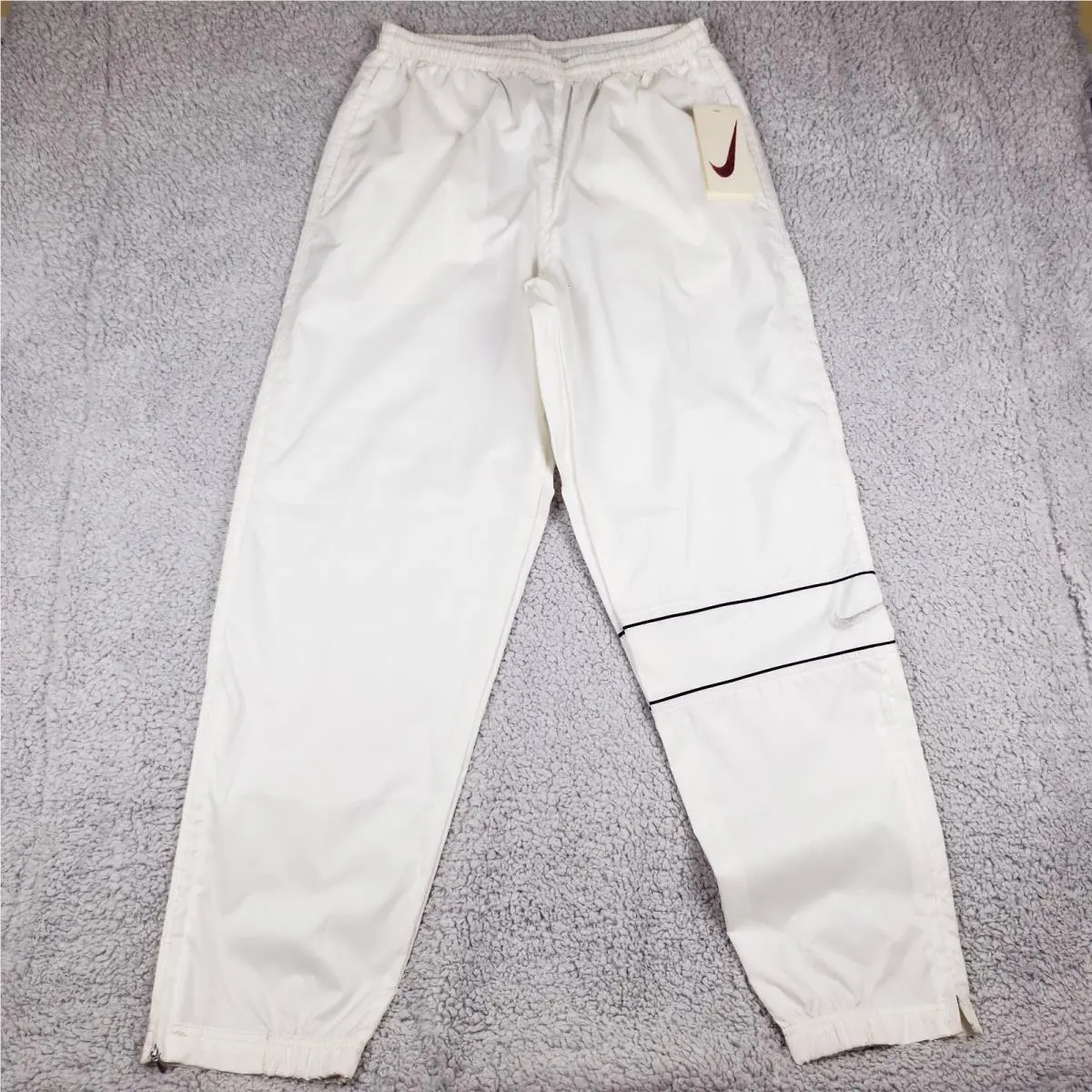 Vintage Nike Track Pants Mens L Ankle Zip Windbreaker White Tag Unlined DS