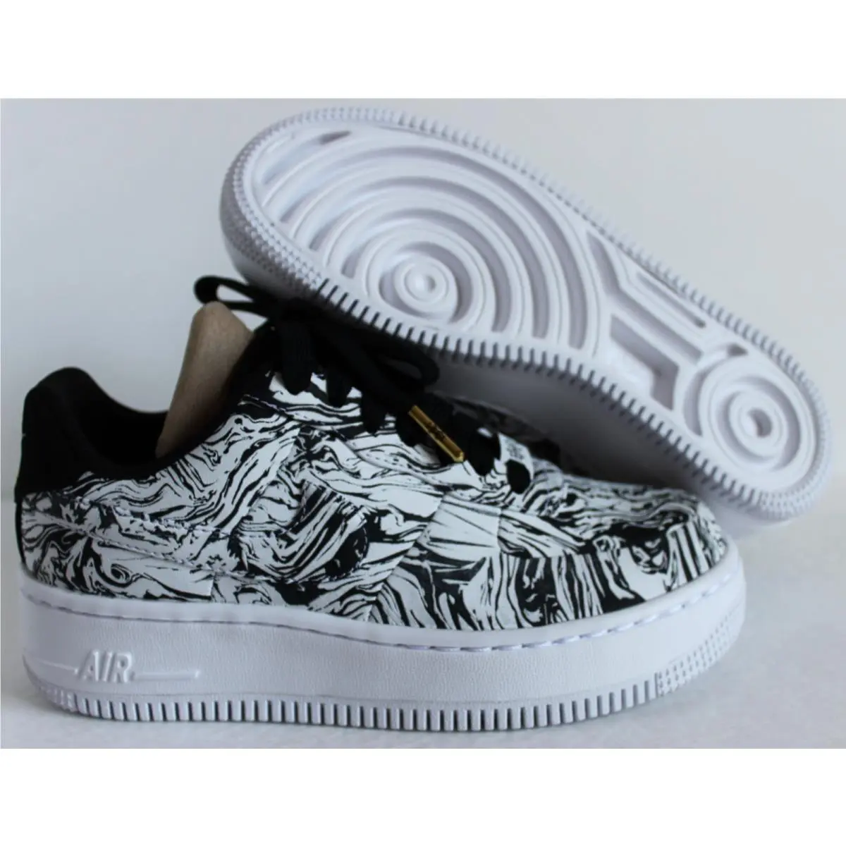 Nike Women AF1 Upstep Low Bhm Black History Month White-gold sz 5 920788-100