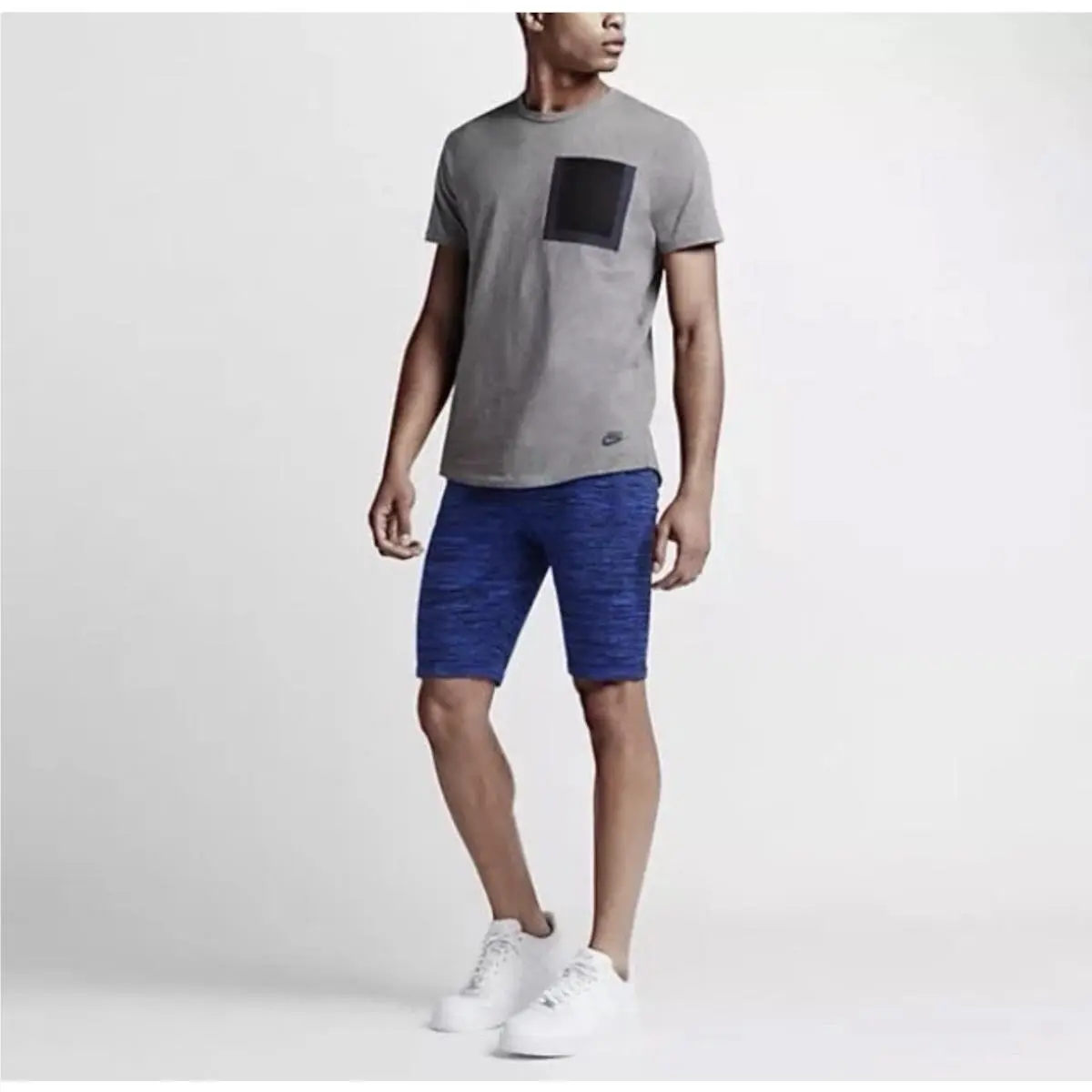 Men Large  Tech Knit Shorts Cobalt Blue Black Performance Stretch 728675-439 by Nike