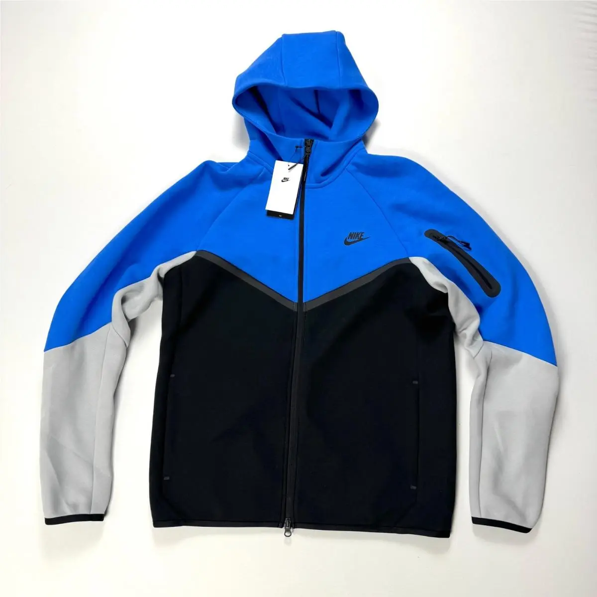 Nike Mens Windrunner Tech Fleece Full Zip Jacket Blue Gray Black Sz M Tall