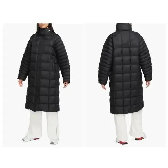 Nike Swoosh Women`s Xxl Long Black Puffer Parka Coat