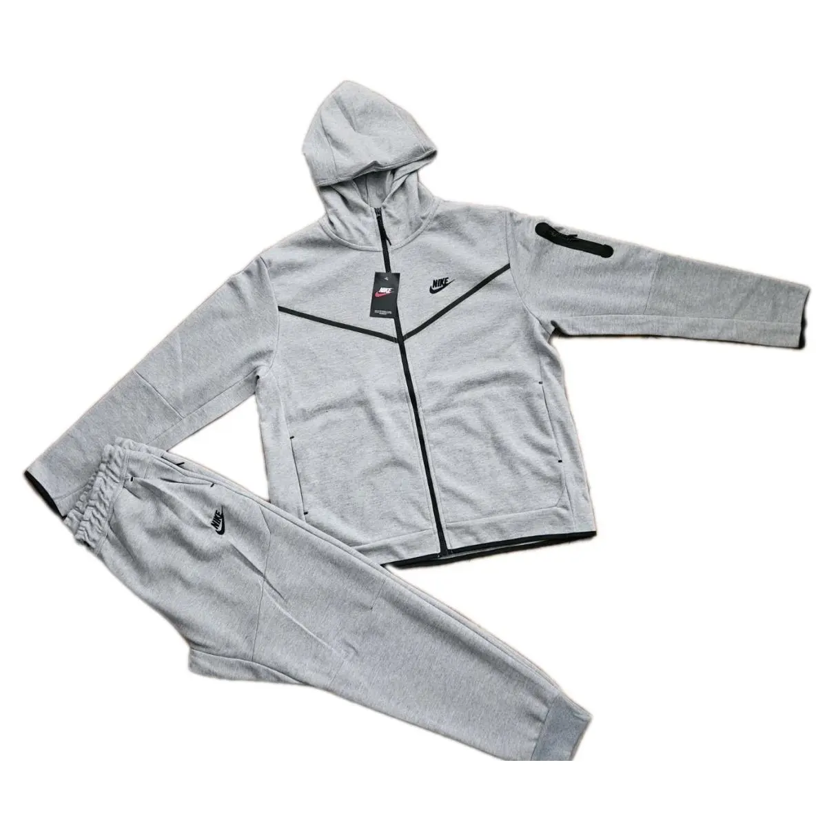 Nike Tech Cotton Sweat Suit Hoodie Joggers Men`s Gray Small