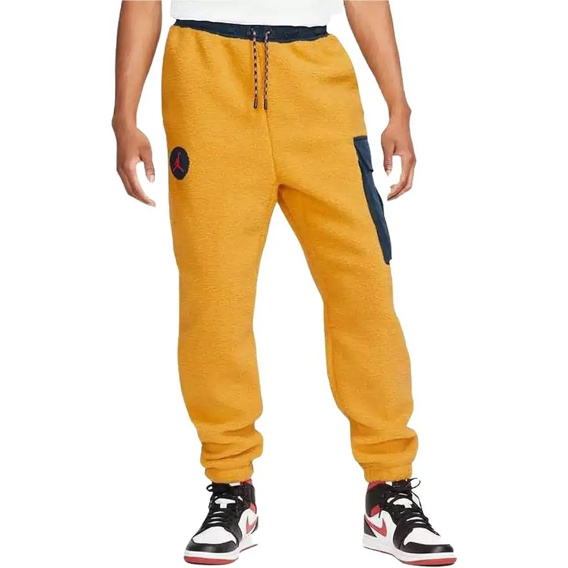 Nike Jordan Essential Fleece Sherpa Pants Sz L Yellow DC9730-781