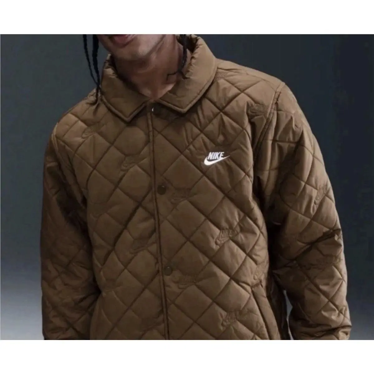 Nike Men’s Sz S Club Therma-fit Coaches Quilted Jacket Brown HV1377-235