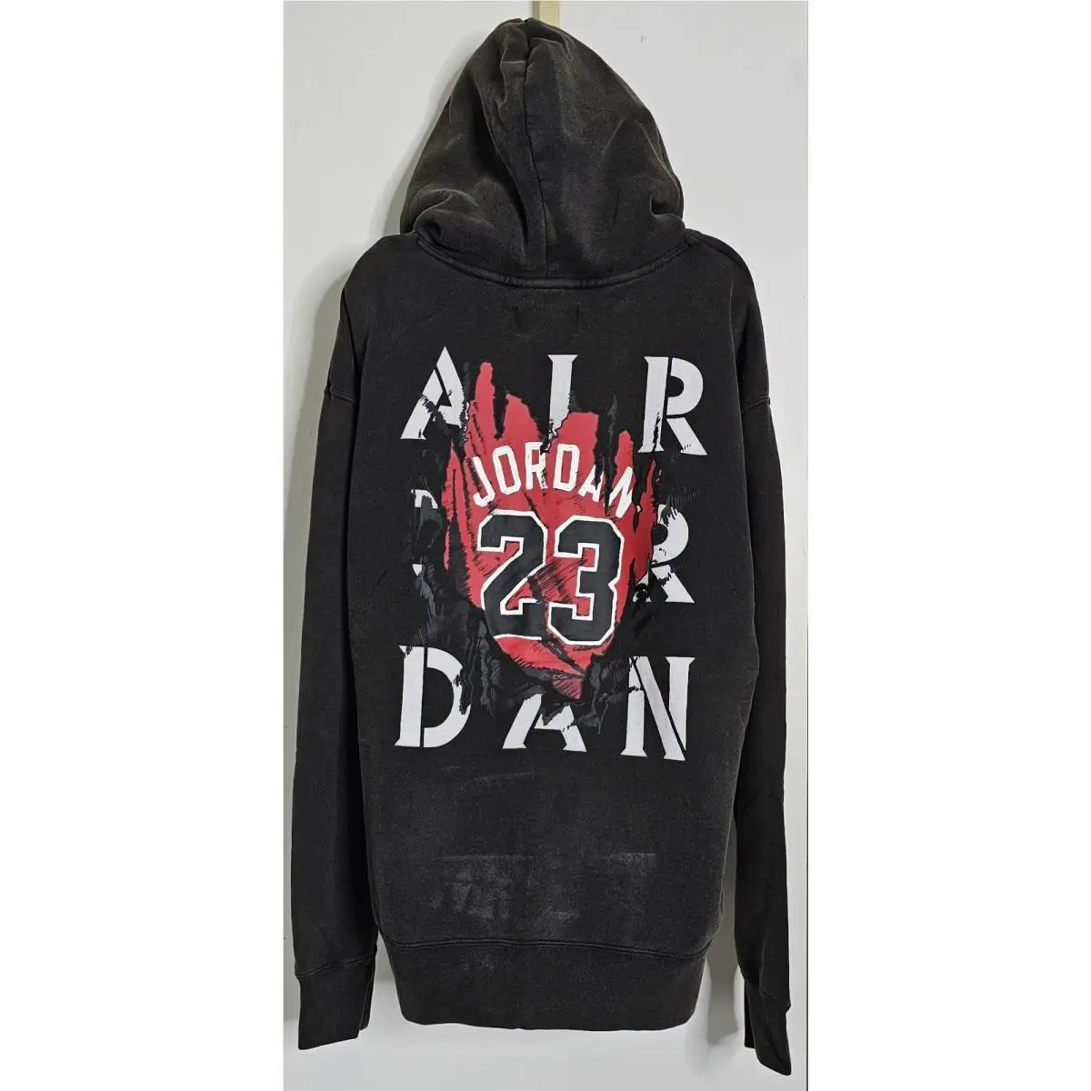 Nike Air Jordan 23 Hoodie Men’s Large Washed Black Distressed Retro Graphic DD52