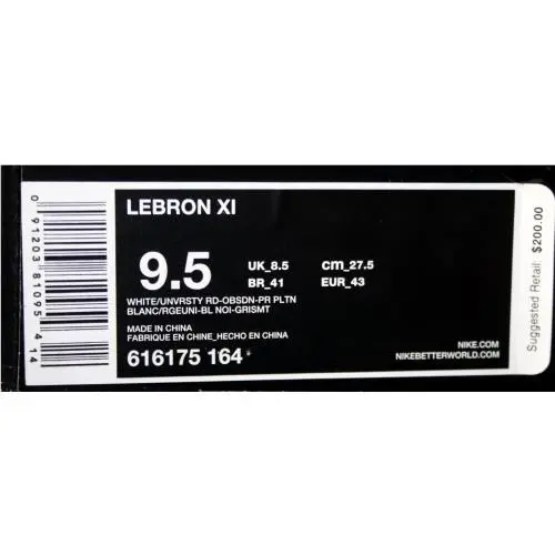 Nike shoes - Nike LeBron 11 - LeBron - 616175-164 - White/university red/obsidion/pure platinum (UPC: 091203810954) 9