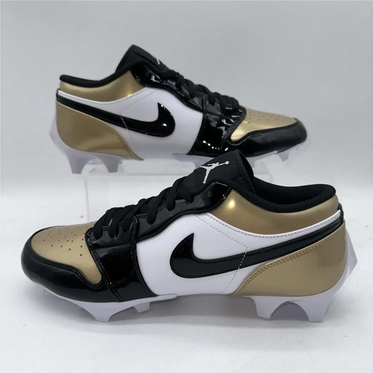 Nike Men`s Size 12.5 Jordan 1 Low TD FJ6245 701 Gold/black Football Cleat