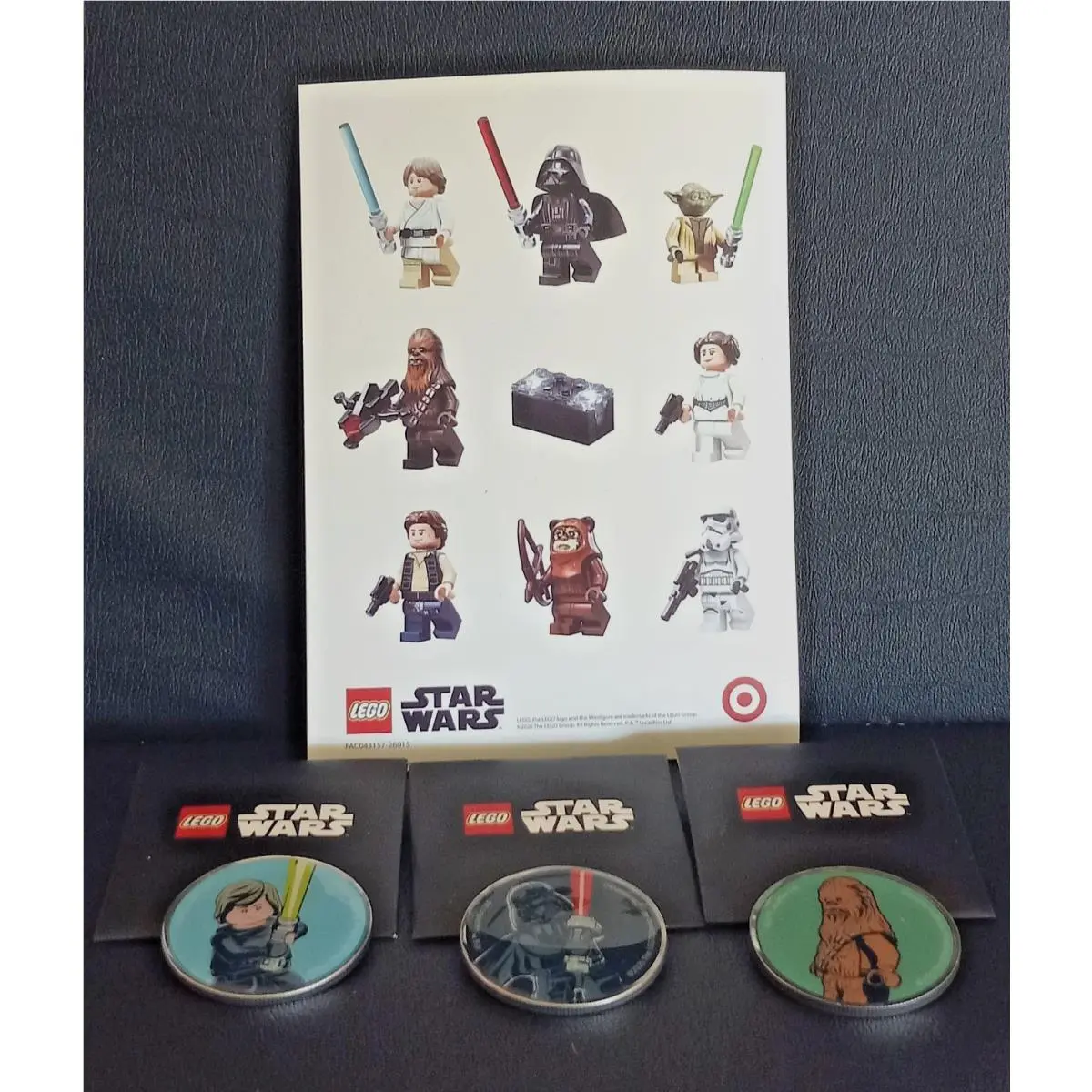 Target Lego Star Wars Metallic Coins Promo Complete Set Of 3 + Sticker Sheet