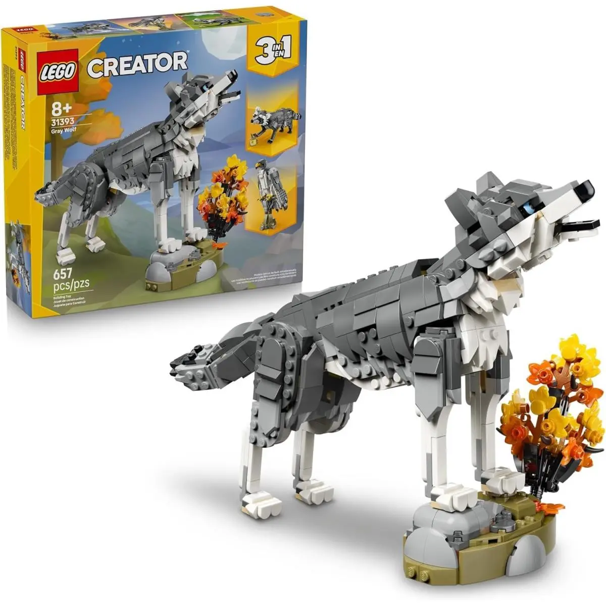 31393 - Lego Creator 3 in 1 Forest Animals: Gray Wolf - Building Toy