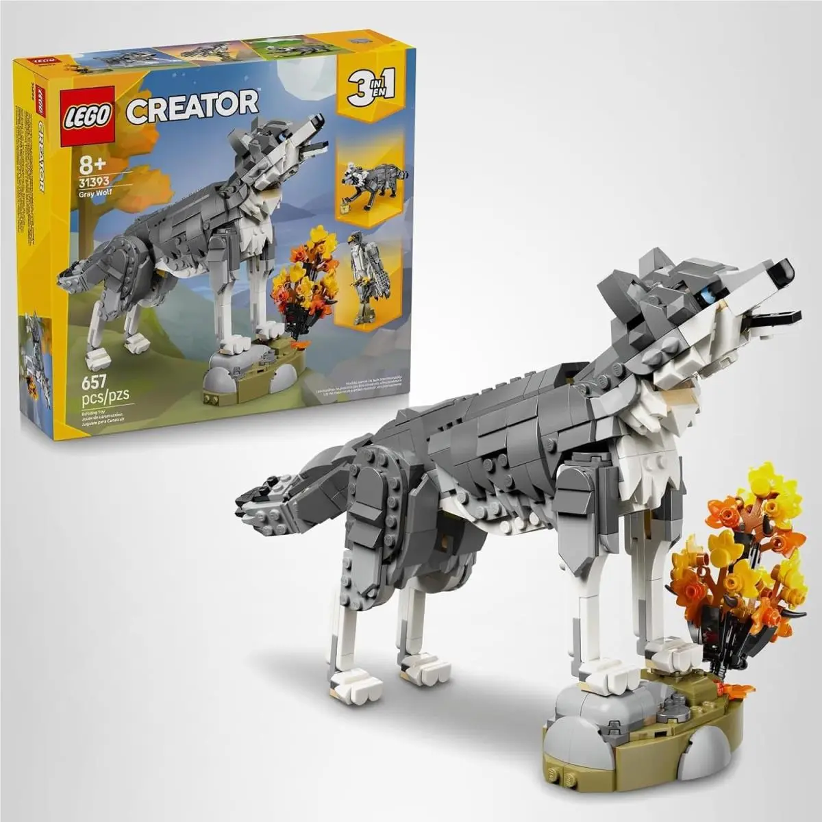 31393 - Lego Creator 3 in 1 Forest Animals: Gray Wolf - Building Toy