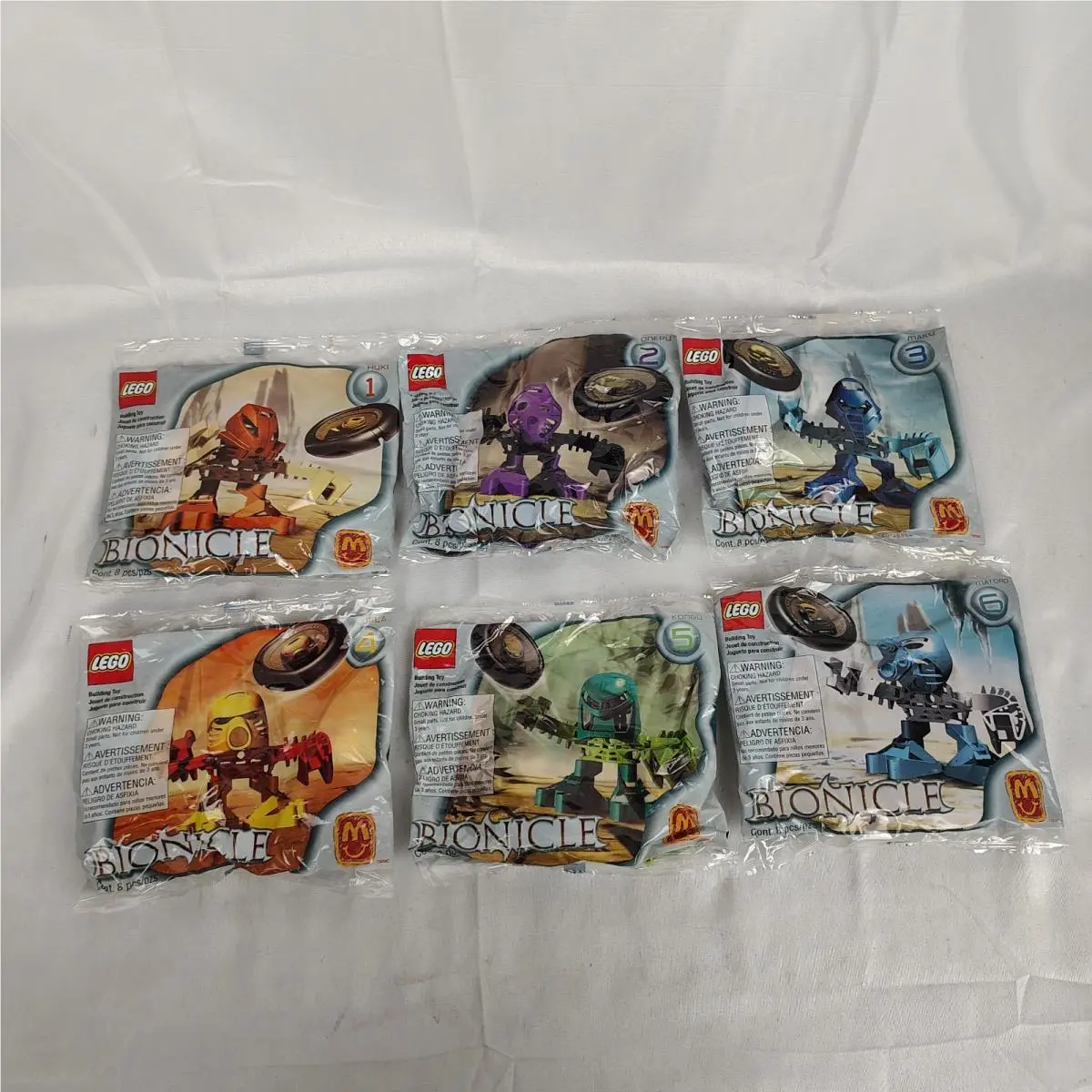 Lego Bionicle Mcdonald`s Matoran Tohunga All 6 Complete Set