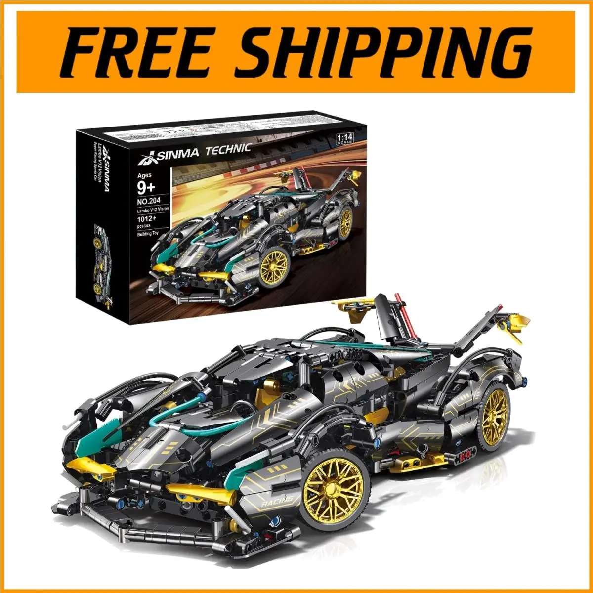 Engaging 1012-Piece Technic Lambo V12 Building Set - Realistic Racing Experience