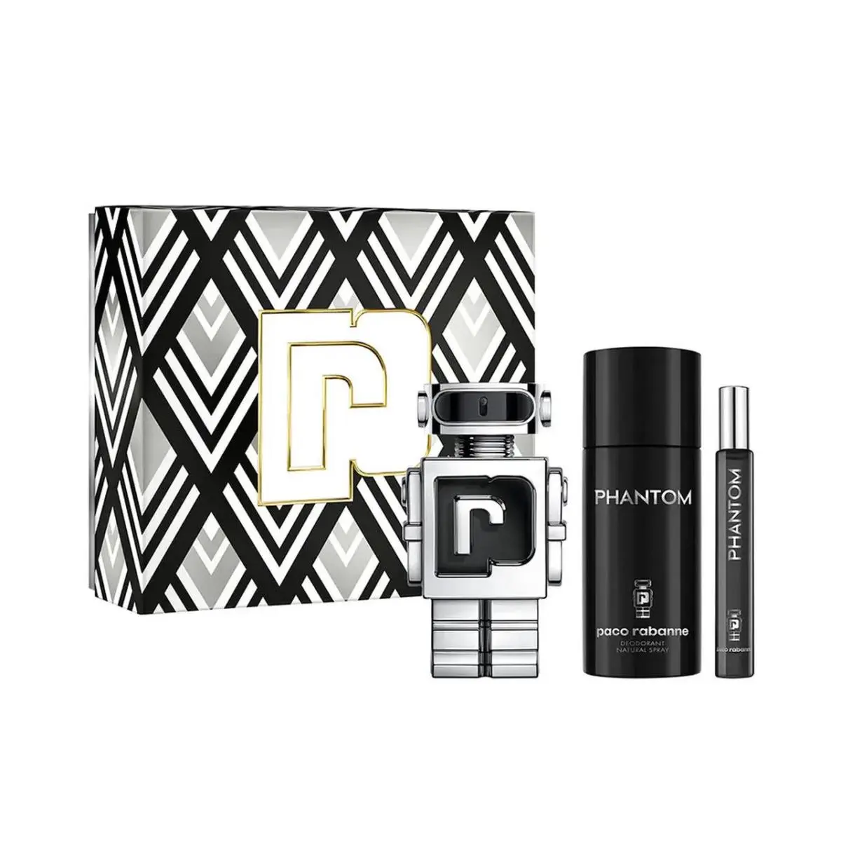 Paco Rabanne Phantom 3 Pcs Set For Men: 3.4 Eau DE Toilette Spray + 5 OZ Deodora