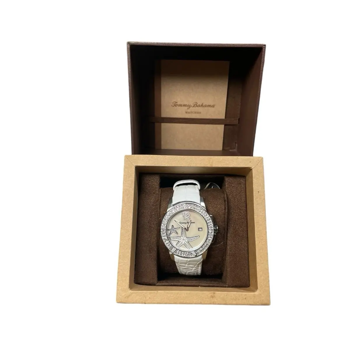 Women’s Tommy Bahama Starfish Leather Watch White and Silver
