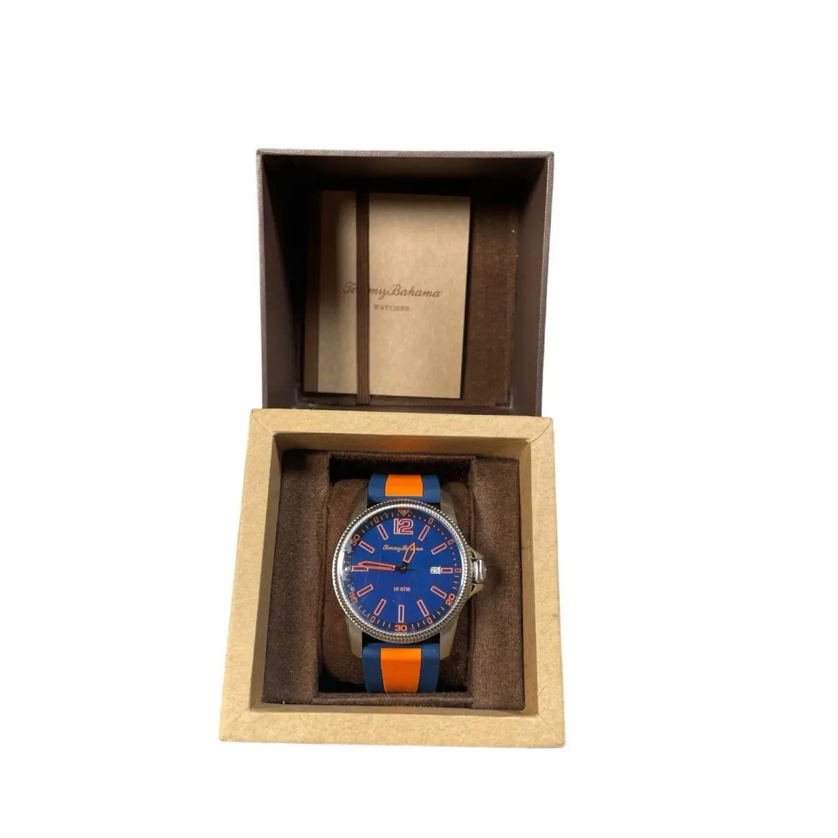 Men’s Tommy Bahama Paradise Pilot Watch Rubber Wrist Orange Blue