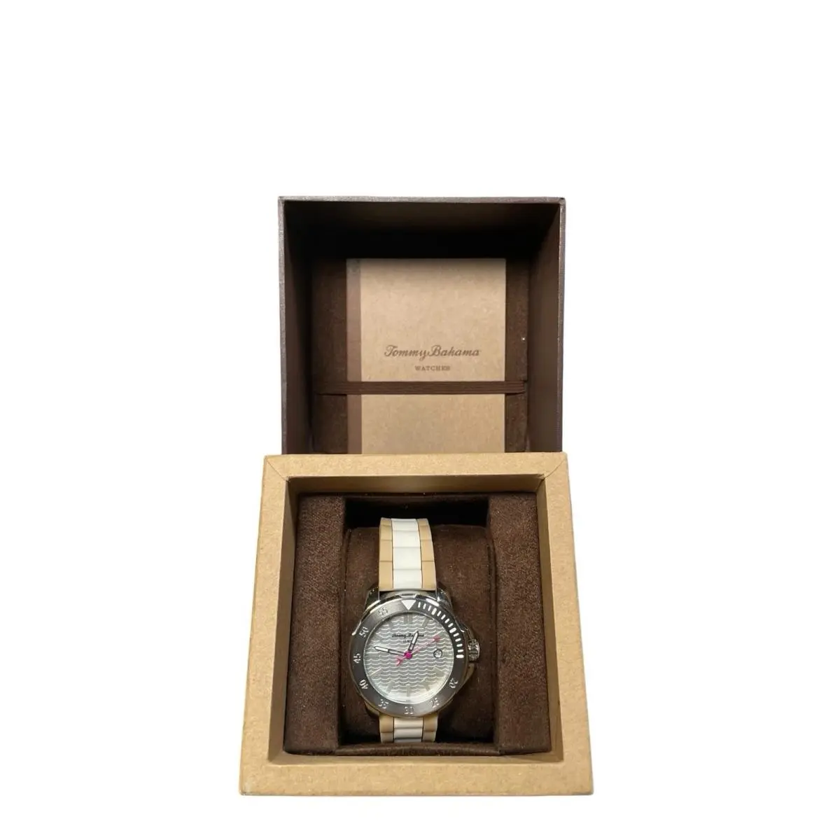 Women’s  Laguna Watch Silicone Strap White and Tan by Tommy Bahama